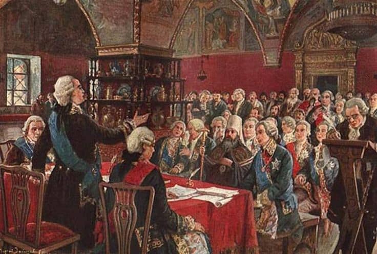 Рис. 2. Заседание уложенной комиссии в 1767 году